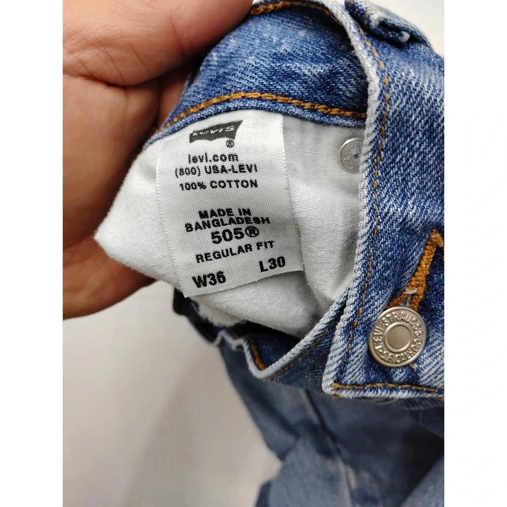 Mens Levis 505 Blue Jeans Regular Fit Straight Leg Mens 36x30  Y2K 2007